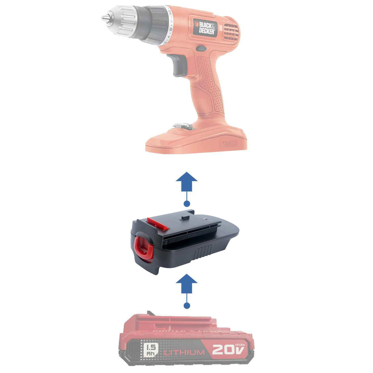 Porter Cable 20V to Black and Decker 18V Ni-Cd Battery Adapter Power Tools Adapters
