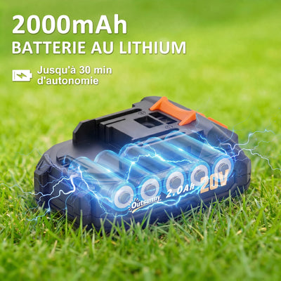 Taille-Haies Électrique 100 W, Lame 51 cm, Batterie 2,0 Ah et Chargeur, Orange
