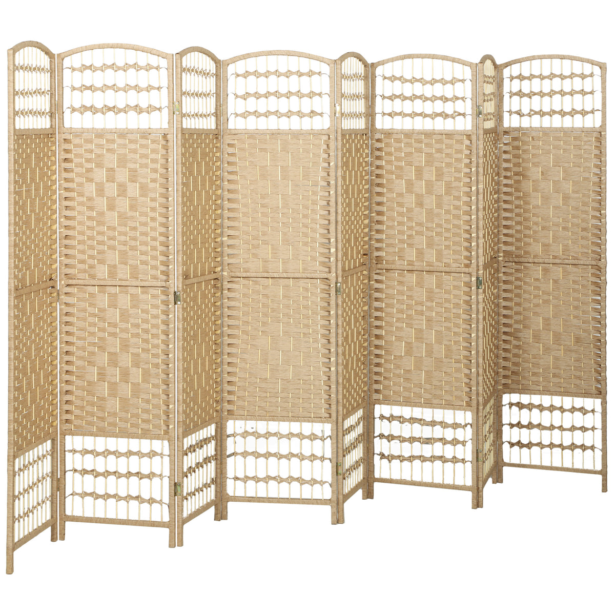 Paravent intérieur en bois séparateur de pièce cloison pliable 8 panneaux 320 x 170 cm bois naturel
