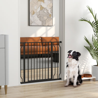 Barrière de sécurité barrière pour animal domestique longueur réglable sans perçage en acier et ABS 75-95 x 76 cm noir