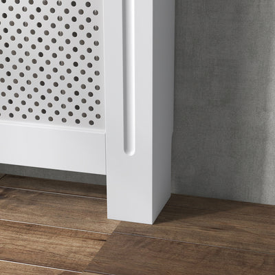 Cache-radiateur, couvercle de radiateur, couverture radiateur, grille ronde, 78L x 19l x 82H cm en bois blanc