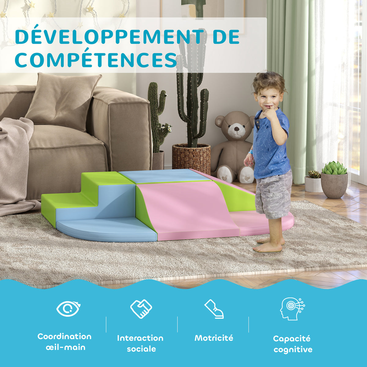 Module motricité bébé 6PCS parcours motricité bébé en mousse EPE pour enfants d'âge préscolaire, multicolore