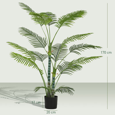 Plante artificielle intérieure 170 cm, palmier arbre artificiel avec pot en plastique et flocage, vert