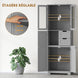 Meuble de salle de bain haut, meuble de rangement avec 4 portes dont 2 vitrées, 2 tiroirs et étagères réglables, gris Aosom