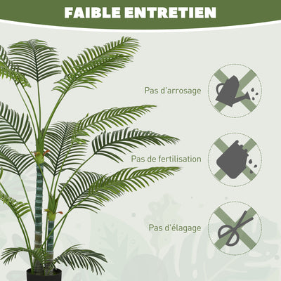 Plante artificielle intérieure 170 cm, palmier arbre artificiel avec pot en plastique et flocage, vert