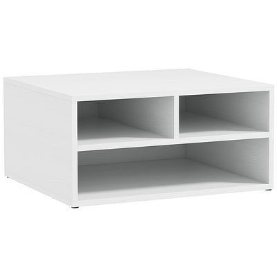 Organiseur bureau aspect blanc avec 3 compartiments fournitures support d'imprimante 47 x 40 x 22,5 cm