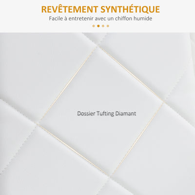 Lot de 4 chaises de salle à manger avec dossier haut, revêtement synthétique et pieds en acier, blanc
