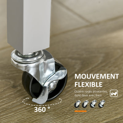 Desserte de service chariot de cuisine à roulettes avec plan de travail en bois hévéa - 2 étagères, 1 tiroir et