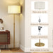 Lampadaire sur pied salon, lampe sur pied dimmable avec télécommande, abat-jour en lin, hauteur réglable 133-168cm, doré Aosom