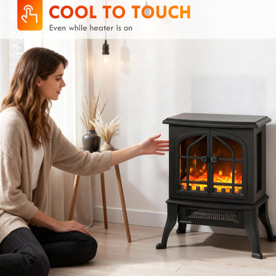 Cheminée électrique avec effet flamme 3D, 1800/900 W, fausse cheminée décorative, thermostat réglable, 39x24x48cm, noir