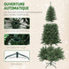 Sapin de Noël artificiel 150 cm, arbre de Noël fin avec 170 lumières, 635 pointes, support en métal pliable, vert Aosom