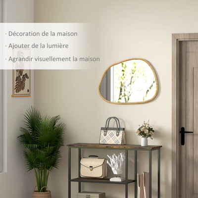 Miroir mural miroir décoratif forme organique avec cadre en bois horizontal ou vertical 70 x 50 cm naturel