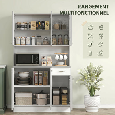 Buffet de cuisine armoire de cuisine contemporaine multi-rangements 6 portes 1 tiroir + grand plateau