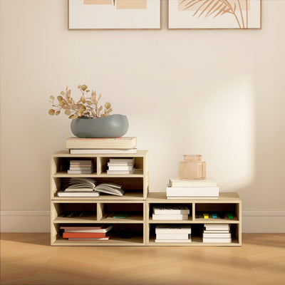 Organiseur bureau aspect bois avec 3 compartiments fournitures support d'imprimante dim. 47L x 40l x 22,5H cm