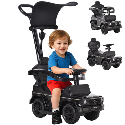 Porteur Enfants Voiture Enfant Multi-équipée 12-36 Mois klaxon Marche-Pieds, Garde-Corps et ombrelle Noir