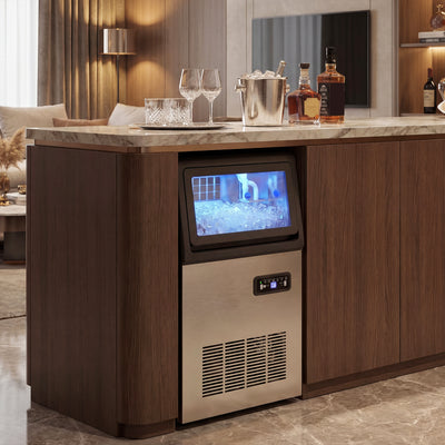 Machine à glaçons commerciale 36 kg/24h, acier inoxydable, ice maker, capacité 5,5 kg, 36 cubes par 10 minutes,