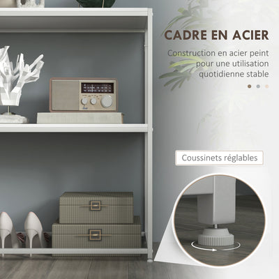 Table console en acier 2 étagères design moderne pour salon entrée couloir 100 x 30 x 87 cm blanc
