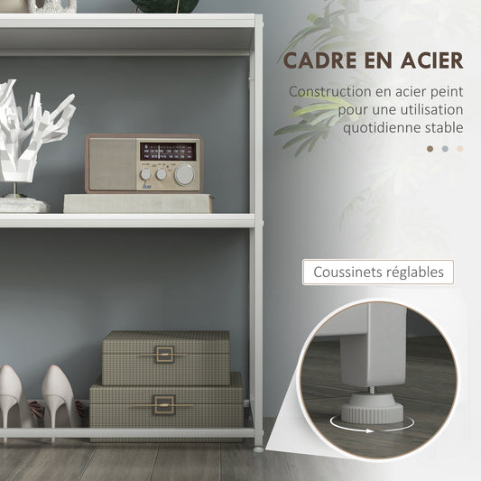 Table console en acier 2 étagères design moderne pour salon entrée couloir 100 x 30 x 87 cm blanc