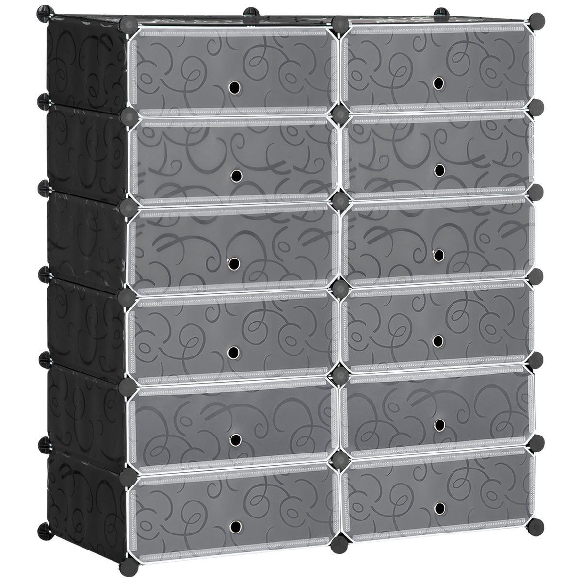Armoire meuble à chaussures modulable 94L x 37l x 108H cm 12 cubes rectangulaires capacité 24 paires de chaussures