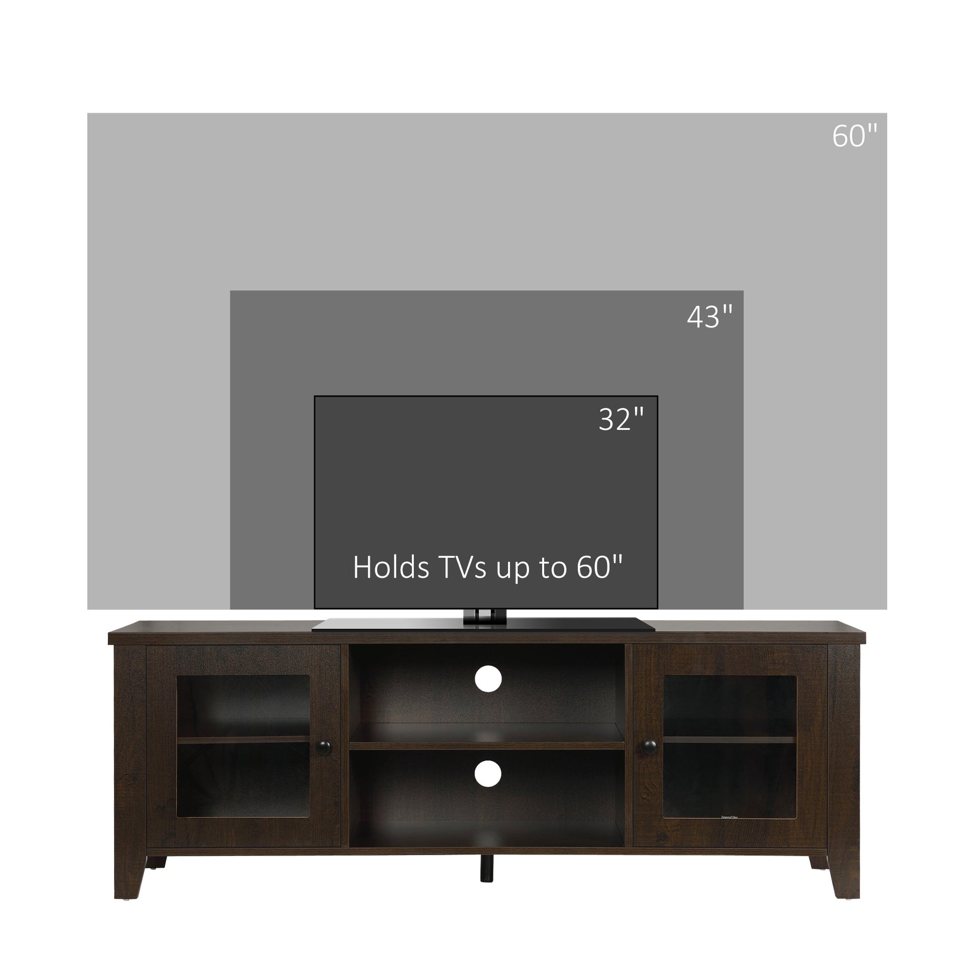 Fireplace TV Stand for 60" TVs with Storage - Coffee