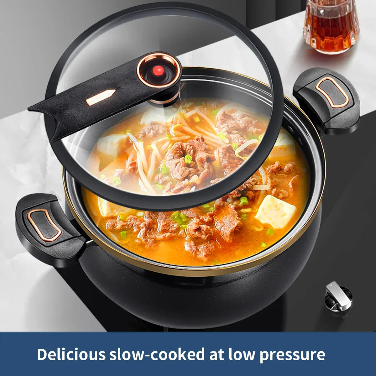 7L Micro-Pressure Non-Stick Stew Pot Large Capacity Cookware Black LPO