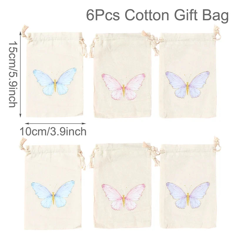 Set of 6 cotton canvas bags withanimals
