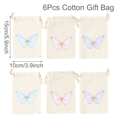 Set of 6 cotton canvas bags withanimals