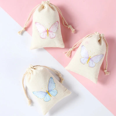 Set of 6 cotton canvas bags withanimals