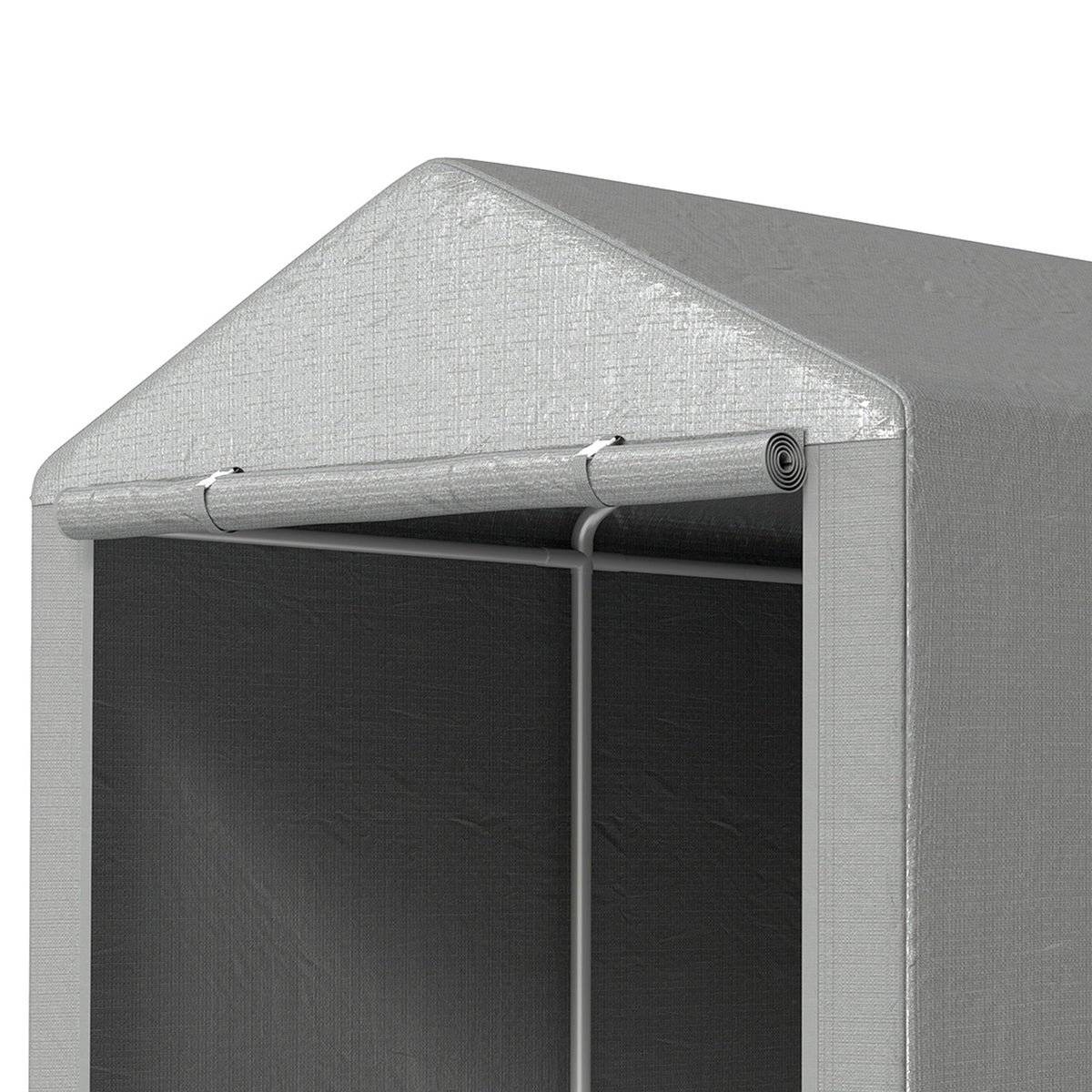 Abri de jardin tente de stockage imperméable abri moto porte enroulable fermeture éclair, 160 x 218 x 172 cm, gris clair
