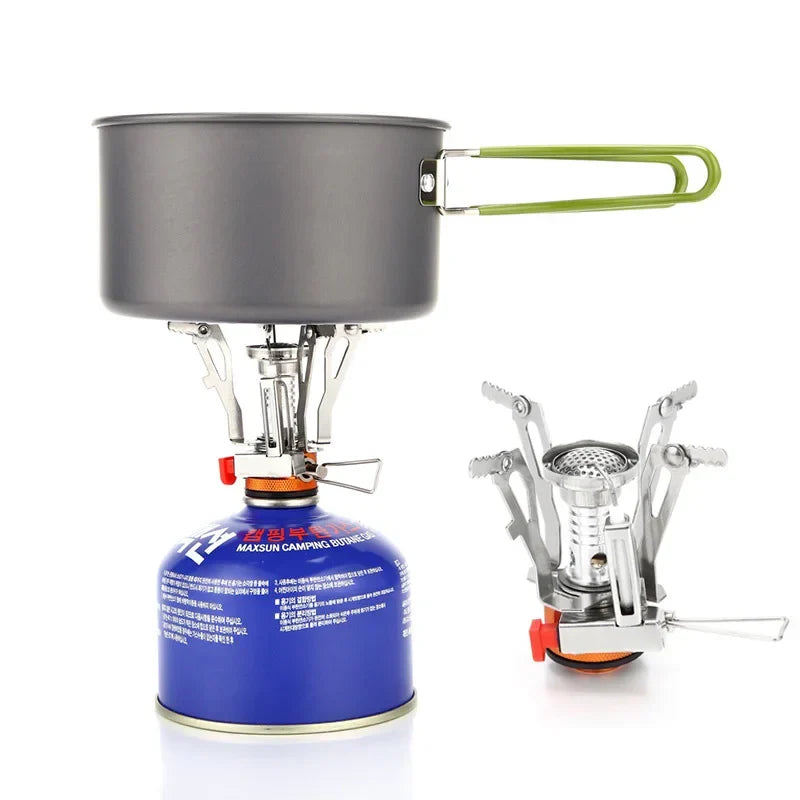 Portable All-in-One Camping Stove with Fuel Canister Converter – Lightweight Outdoor Cooking System LPO