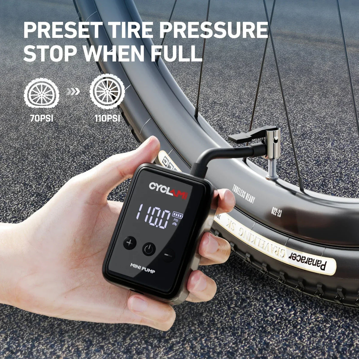 150PSI Mini Electric Bike Air Pump Portable Rechargeable Tire Inflator Black LPO