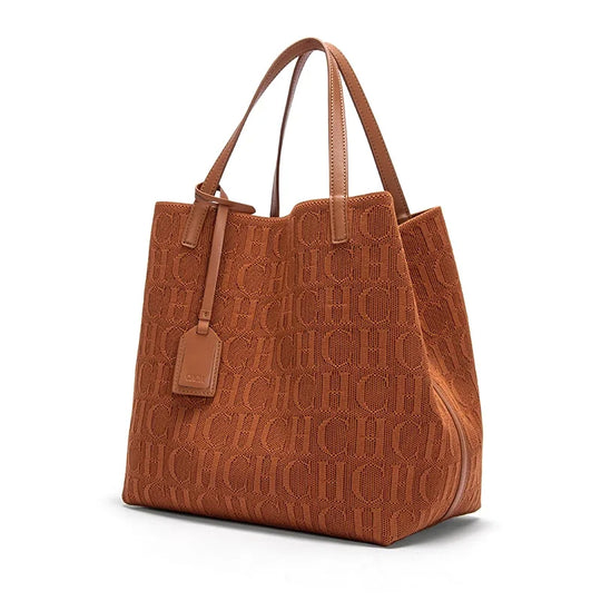 Womens Large Capacity PU Shoulder Bag (Brown) OBA