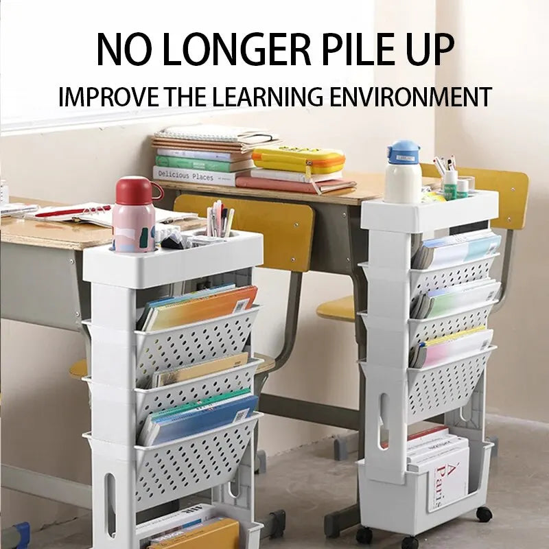 Movable Floor-Mounted Bookshelf with Wheels CAN