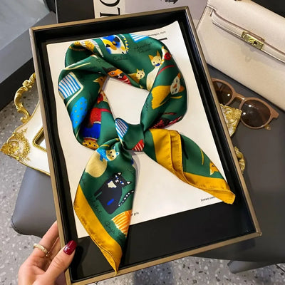 Luxury Chain Print Small Square Scarf