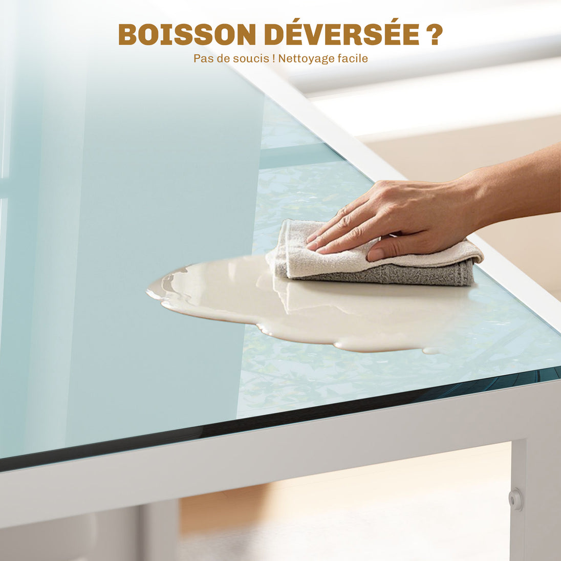 Ensemble table à manger et chaises pour 4 personnes, plateau rectangulaire en verre, pour cuisine salon maison, blanc Aosom