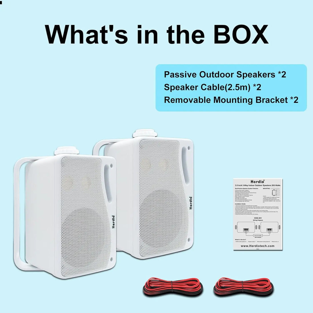 2PCS Passive Wall-Mount Speakers White CAN