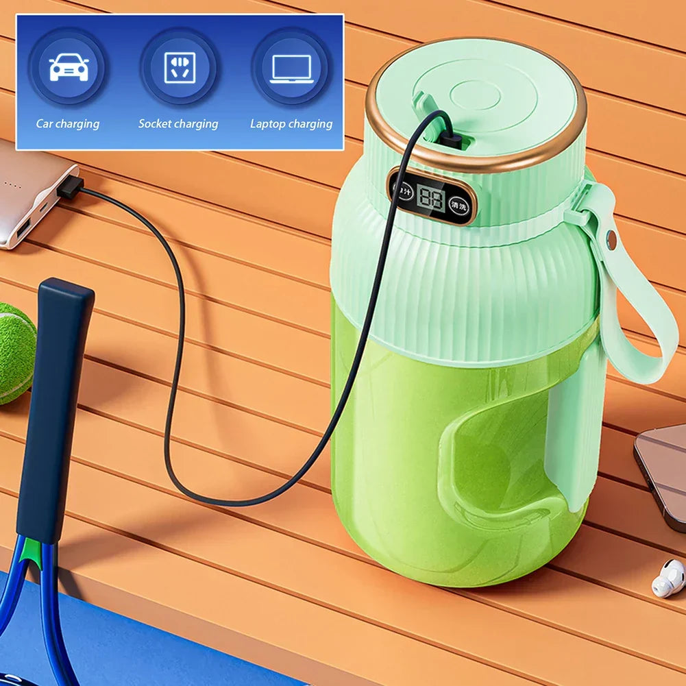 Electric Fruit Juicer Cup 1200ml Wireless Smoothie Blender Green LPO