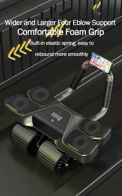 Four-Wheel Abdominal Roller with Elbow Support
