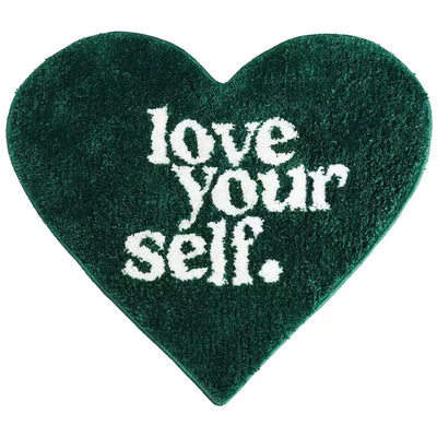 Heartfelt Green Fluffy Rug