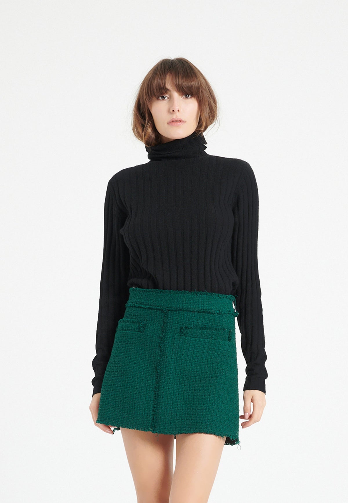 Pull col roulé femme en cachemire noir - LILLY 15