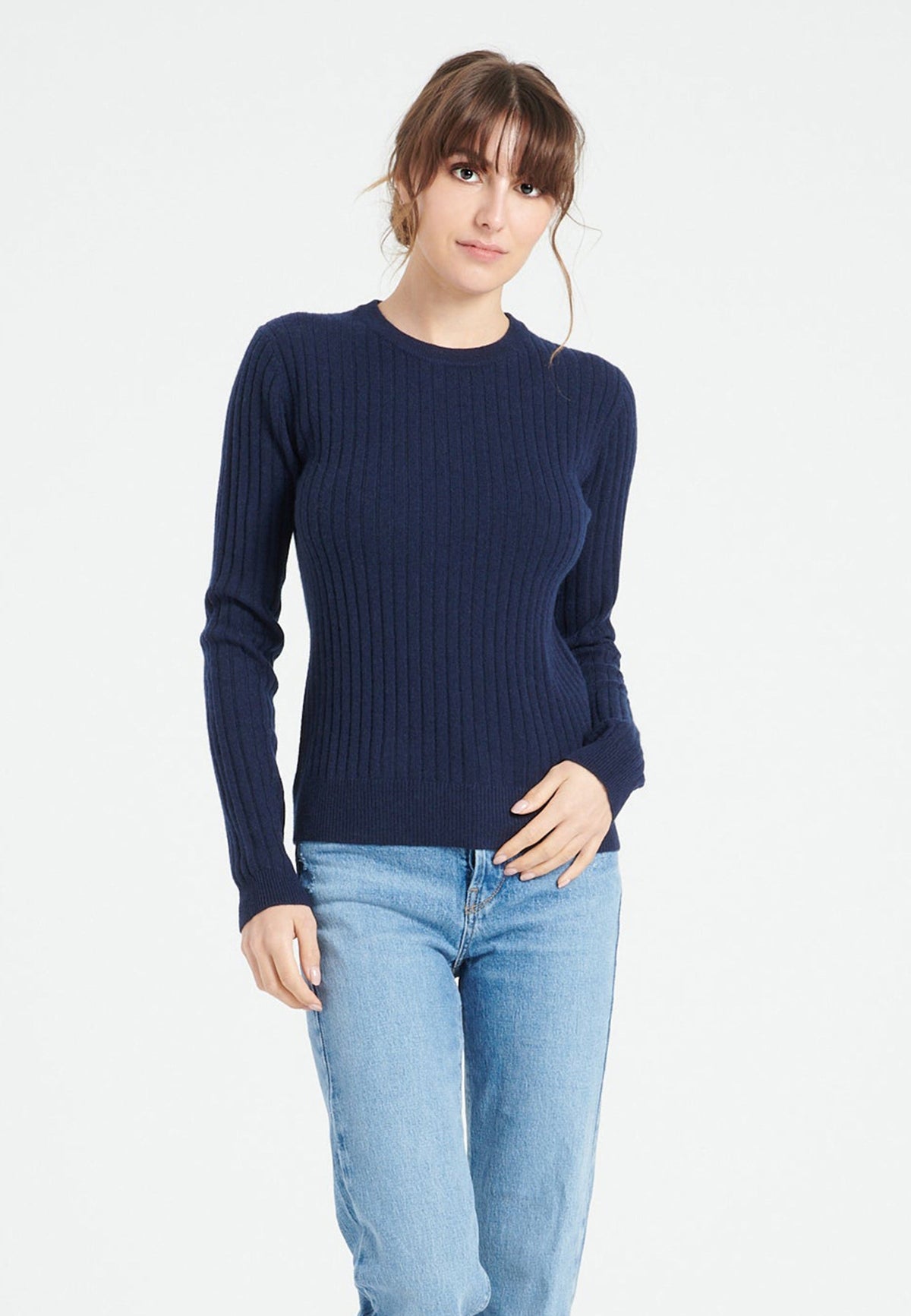 Pull col rond femme en cachemire bleu marine - LILLY 16