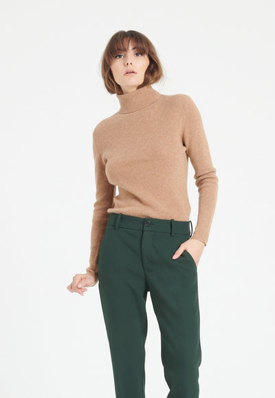 Pull col roulé femme en cachemire camel - LILLY 17