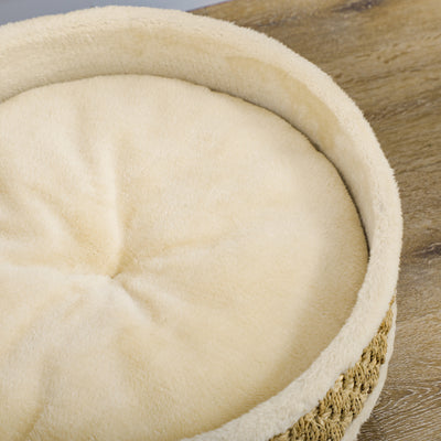 Panier rond chien sur pieds style cosy chic grand confort coussin moelleux intégré Ø 48 x 24,5H cm beige