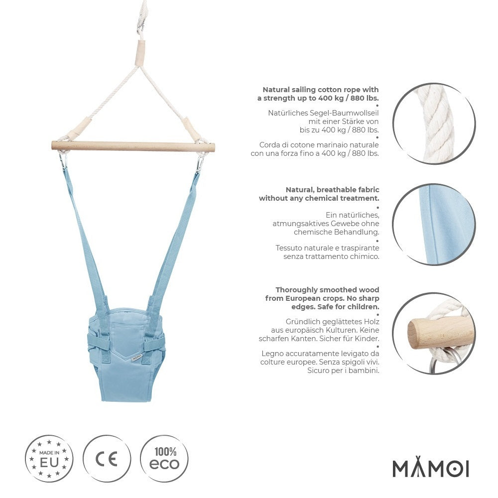 MAMOI® Baby bouncer Blue, Swing seat, Indoor rocking bouncy chair, Toddler jolly jumper rocker, Door frame swings, Jumpers and bouncers for babies from 6 months