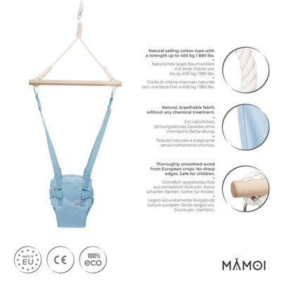 MAMOI® Baby bouncer Blue, Swing seat, Indoor rocking bouncy chair, Toddler jolly jumper rocker, Door frame swings, Jumpers and bouncers for babies from 6 months