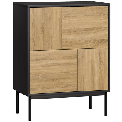 Buffet salon meuble de rangement armoire de cuisine portes à pousser et 4 placards style moderne 60 x 35 x 78 cm, noir
