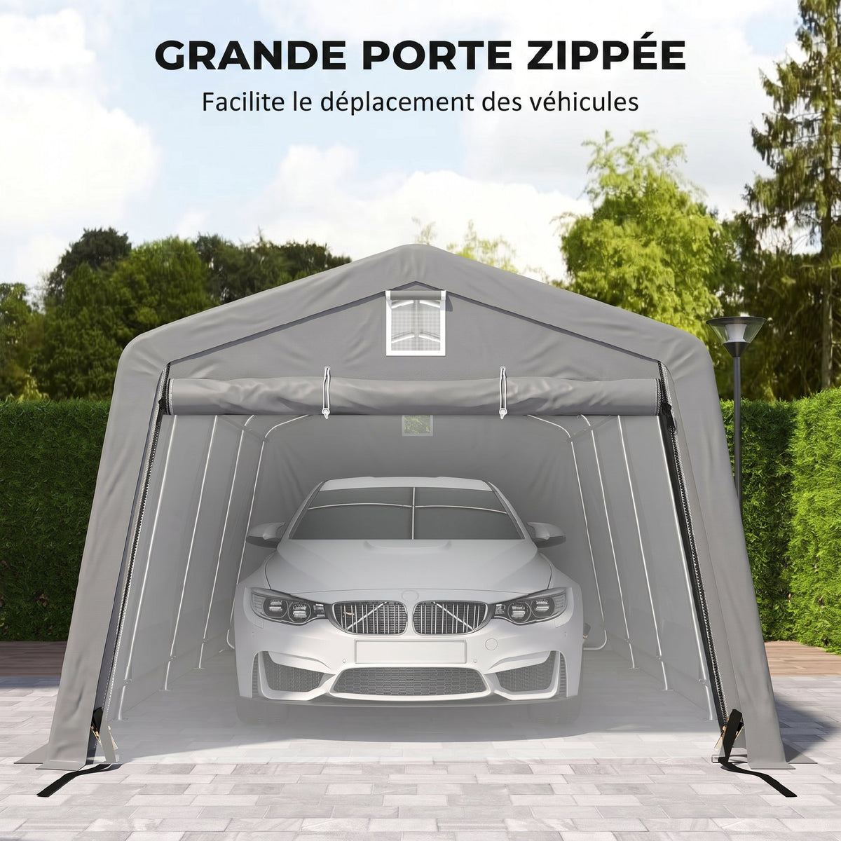 Tente garage carport dim. 6,2L x 3,3l x 2,4H m acier galvanisé robuste PE haute densité 150 g/m² imperméable anti-UV