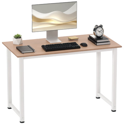 Table d'ordinateur table de salle à manger 120L x 60l x 76H cm chêne et Blanc Multifonction Grand Plateau Cadre Robuste en métal