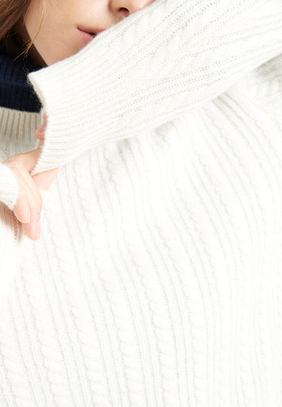 Pull col rond femme en cachemire 4 fils blanc écru - LILLY 29