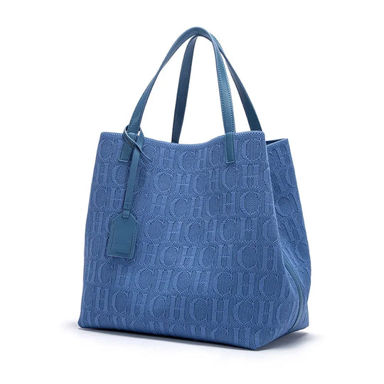 Womens Large Capacity PU Shoulder Bag (Blue) OBA